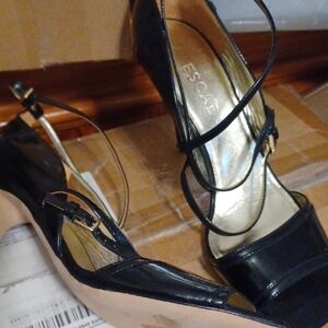 Escada Elegant Black Strappy Heels